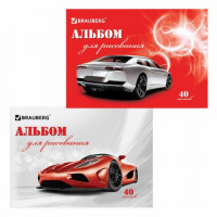 Альбом д/рис.А4 40л скоба обл.картон BRAUBERG Автостиль/25
