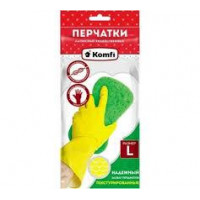 Перч.рез. инд.упак. Komfi р-р L латекс.желтые с х/б напылением/240