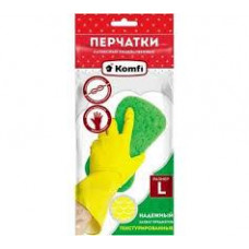 Перч.рез. инд.упак. Komfi р-р L латекс.желтые с х/б напылением/240
