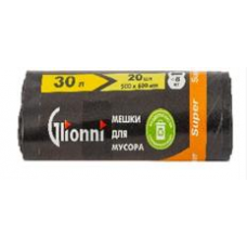 ГЛИОННИ Супер Мешки д/мусора  30л/20шт рул. черн 9мкр.(до 8кг)/150