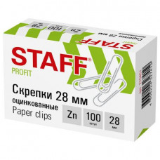 Скрепки 28мм STAFF оцинкованные карт.кор 100шт