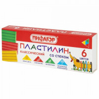 Пластилин классич  6цв ПИФАГОР Веселая такса 90г стек внутри/56