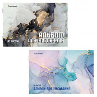 Альбом д/рис.А4 40л скоба обл.картон BRAUBERG Мрамор/40