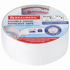 Скотч двухсторонний BRAUBERG 38мм*10м бумажная основа/96