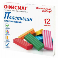 Пластилин классич 12цв ОФИСМАГ 240г стек внутри/16