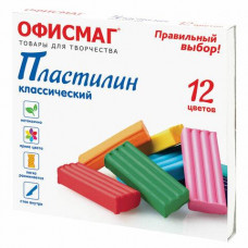 Пластилин классич 12цв ОФИСМАГ 240г стек внутри/16
