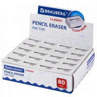 Ластик BRAUBERG Classic 26х17х7мм прямоуг.белый термопласт.резина/80