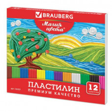 Пластилин классич 12цв BRAUBERG Магия Цвета 240г стек внутри/16