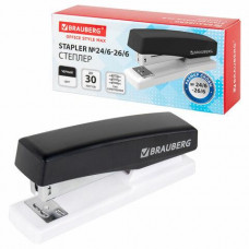 Степлер BRAUBERG STYLE MAX  №24/6, 26/6 до 30 листов черный /12