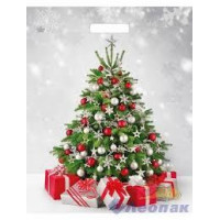 ТикоПластик пакет выруб.ручка 475*390*0,06 Подарки у елки глянц (НГ)/50 цена за 1шт.кратно спайке